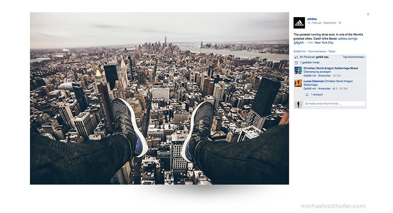 Addidas thrilling call to action post